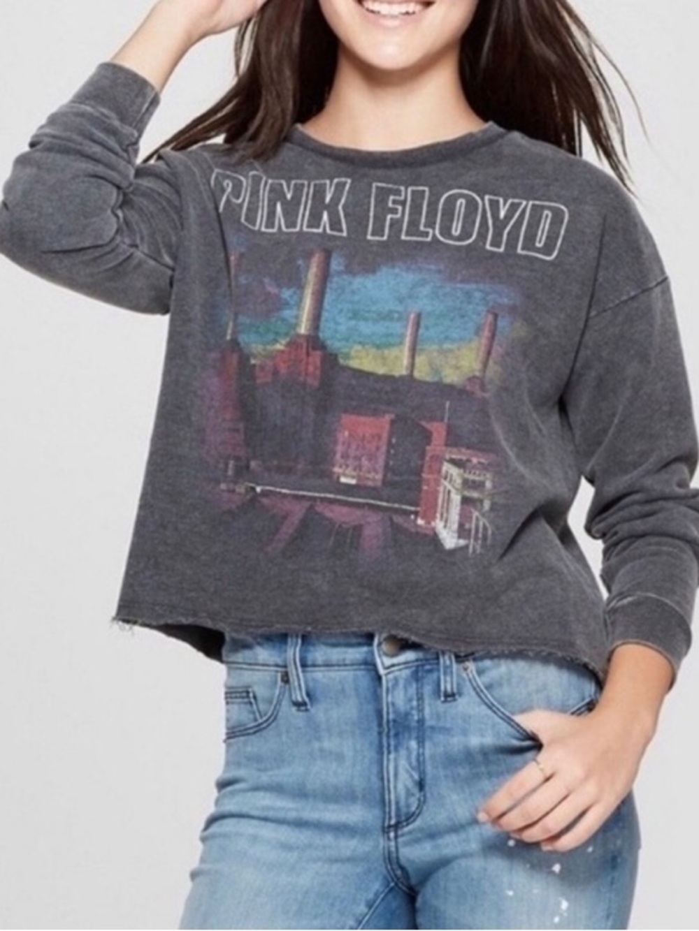 #13 Rock Junk Food Pink Floyd Animal Album Retro Vintage Crop Sweatshirt Top XXL